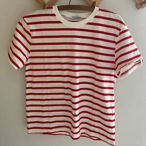 Zara Red and Whites Stripes T-shirt cotton